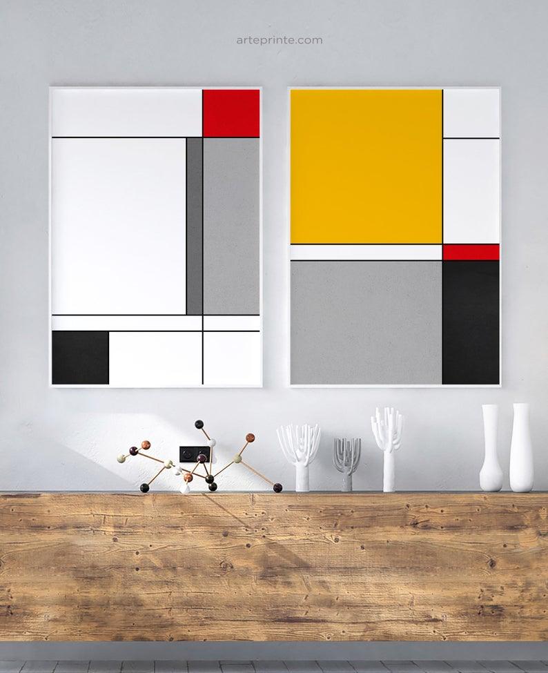 Set x2 Cuadros Decorativos Abstracto, Líneas de colores