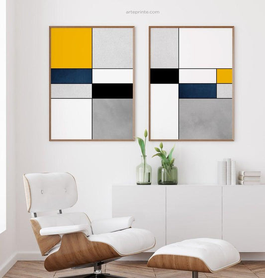 Set x2 Cuadros Decorativos Abstracto, Formas rectangulares
